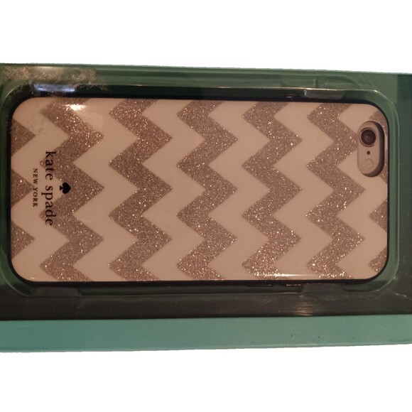 Kate Spade New York Flexible Hardshell Case for Apple iPhone 6-6s Silver Chevron - Picture 5 of 7